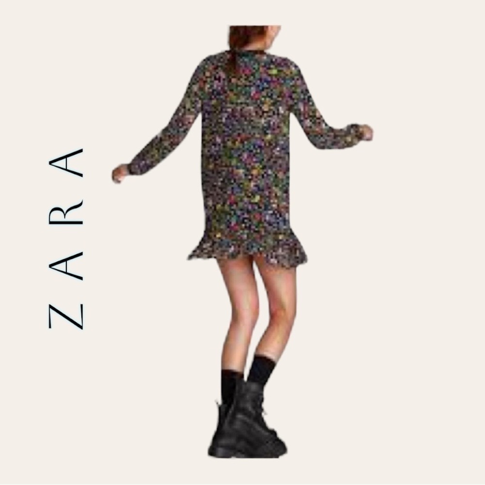 0395. ZARA TRAFALUC LONG SLEEVE MINI DRESS SIZE LARGE